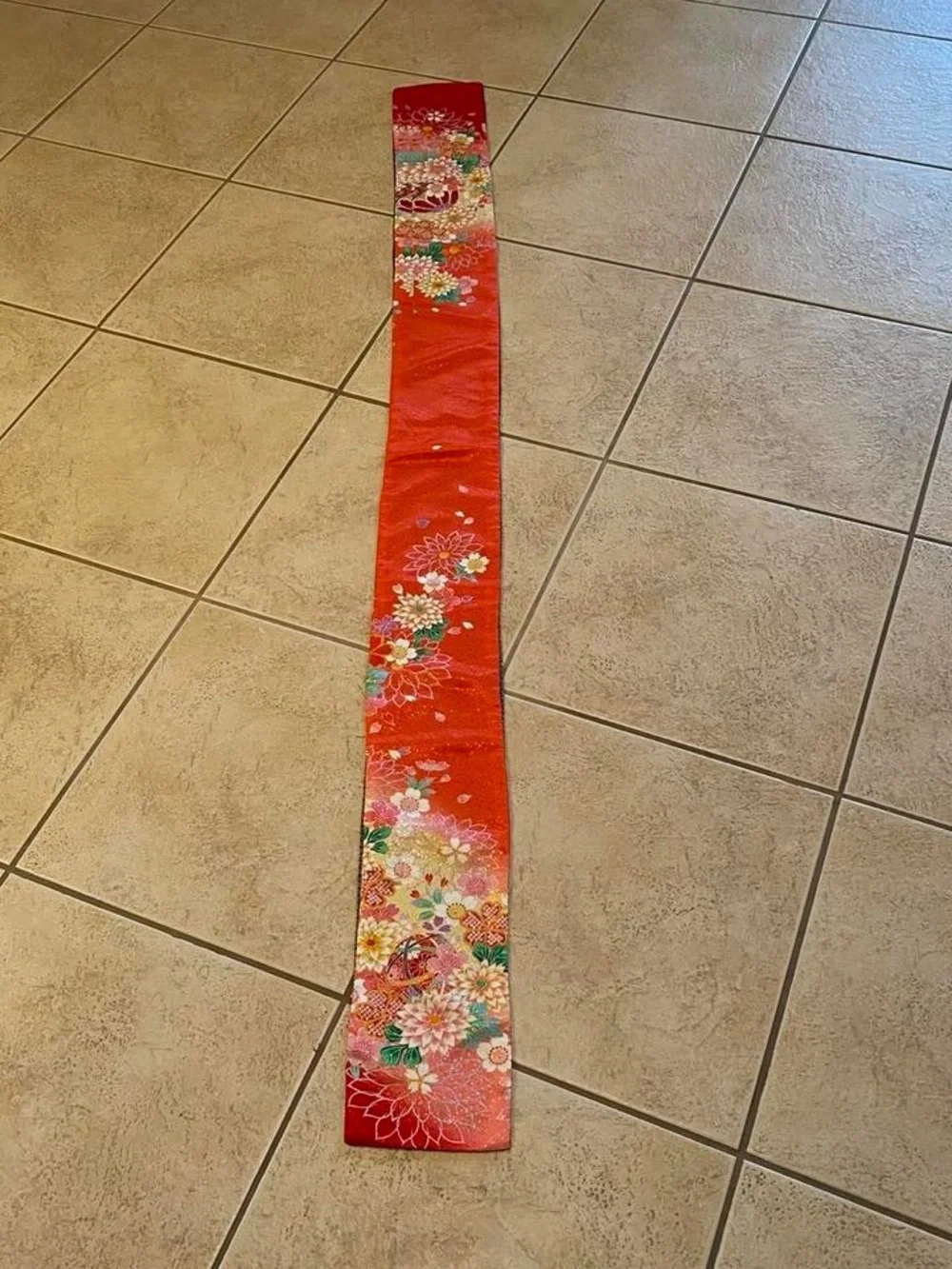 Floral Red and black  Obi Belt Scarf - Women's Accessory